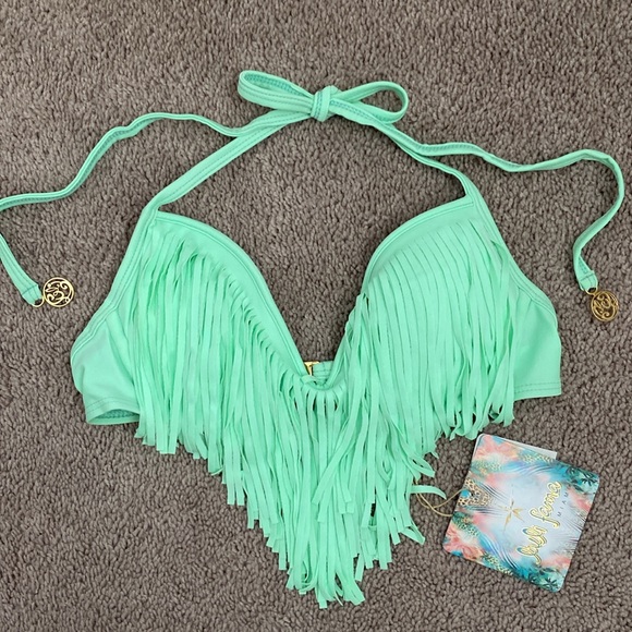 Luli Fama Cosita Buena Fringe Plunge Push Up Top And Dynasty Full Bottom Size XS - Picture 3 of 15